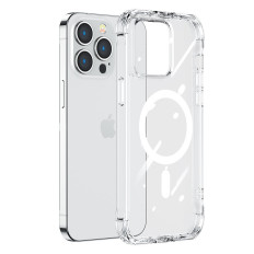 Magnetic case for iPhone 14 plus armored cover with hooks. Transparent stand