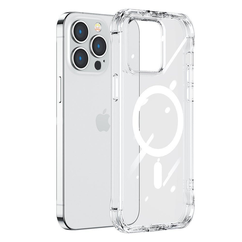 Magnetic case for iPhone 14 plus armored cover with hooks. Transparent stand