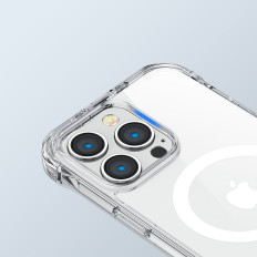 Magnetic case for iPhone 14 plus armored cover with hooks. Transparent stand