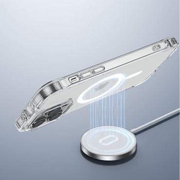 Magnetic case for iPhone 14 plus armored cover with hooks. Transparent stand