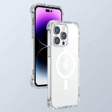 Magnetic case for iPhone 14 plus armored cover with hooks. Transparent stand