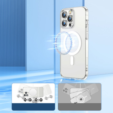 Caso magnético para iPhone 14 plus compatível com magsafe transparente 14D