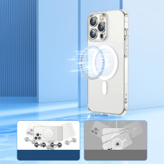 Caso magnético para iPhone 14 plus compatível com magsafe transparente 14D
