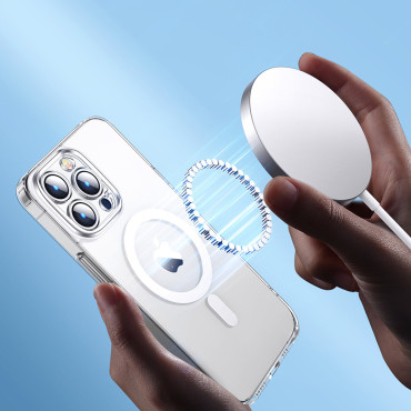Caso magnético para iPhone 14 plus compatível com magsafe transparente 14D