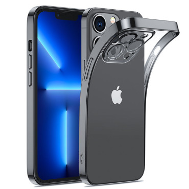 Case Gel Case voor iPhone 14 Case Cover met Metalen Frame 14Q Zwart