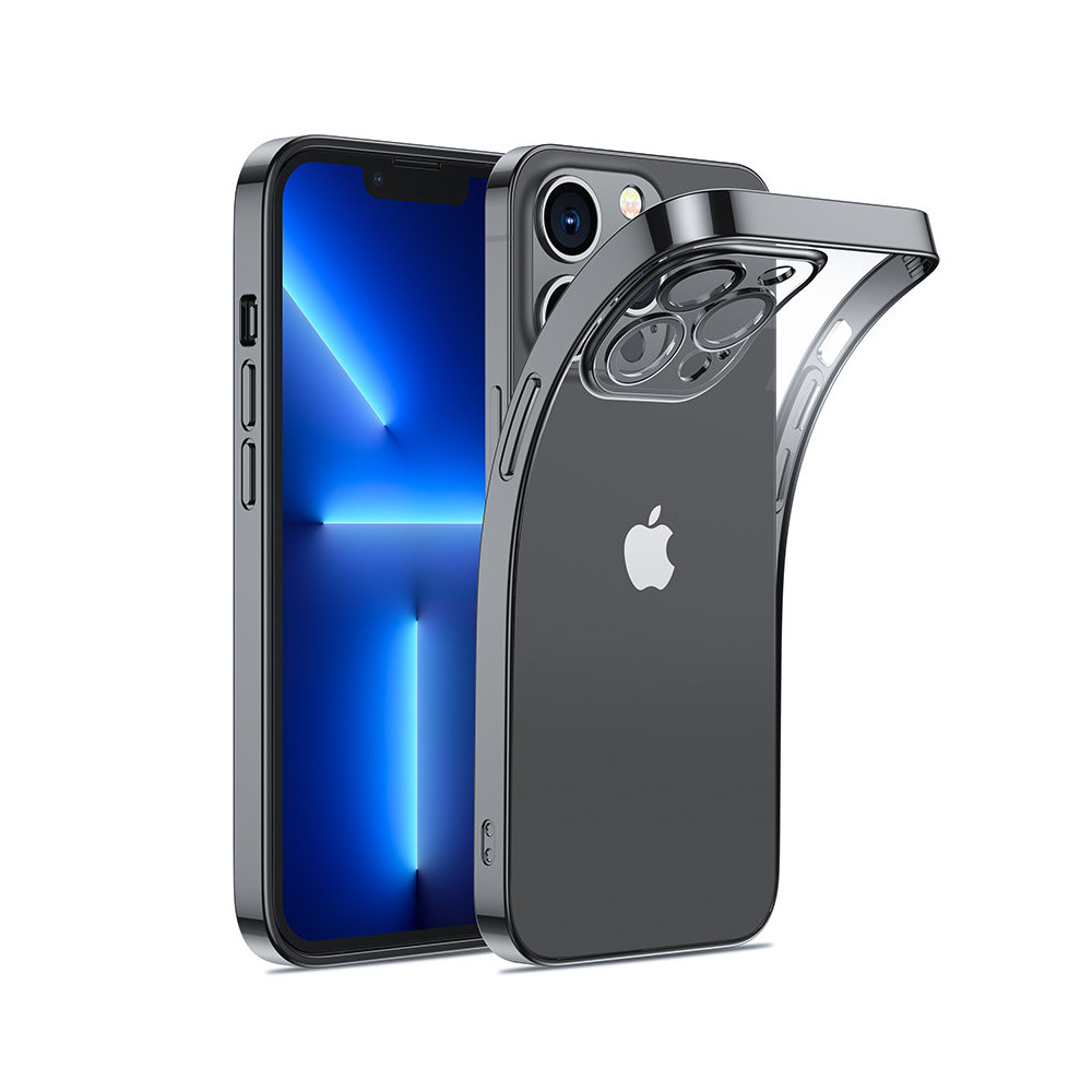 Case gélové puzdro pre iPhone 14 kryt s kovovým rámom 14q čierny