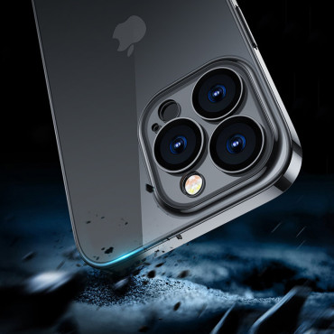 Case gélové puzdro pre iPhone 14 kryt s kovovým rámom 14q čierny