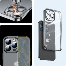 Case gélové puzdro pre iPhone 14 kryt s kovovým rámom 14q čierny