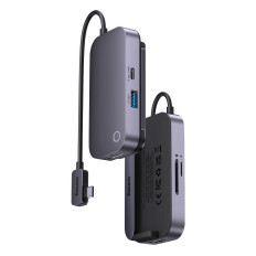 6W1 Padjoy Hub Distributör för Tablet USB-C HDMI SD TF Mörkgrå