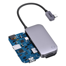 6W1 distributor padjoy náboje pro tablet usb-c hdmi sd tf tmavě šedá