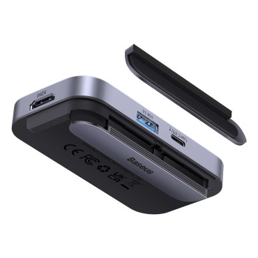 6W1 Padjoy Hub Distributör för Tablet USB-C HDMI SD TF Mörkgrå