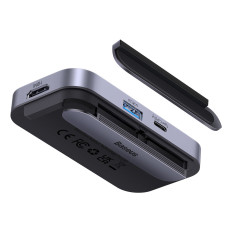 6W1 padjoy rumbas izplatītājs planšetdatoram USB-C HDMI SD TF Dark Grey