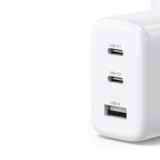 Ātra tīkla lādētājs 2x USB-C USB 65W PD QC White