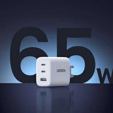 Snabb Network Charger 2x USB-C USB 65W PD QC Vit