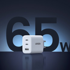 Snabb Network Charger 2x USB-C USB 65W PD QC Vit