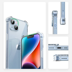 Caja de gel para iPhone 14 Plus con caja de protección protectora reforzada transparente