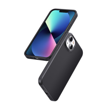 Paindlik silikooniga telefonikott iPhone 14 pluss kaitsekottide mustaks