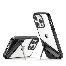 Stingrs maisiņš ar gēla rāmi un iebūvētu stendu iPhone 14 pro melns