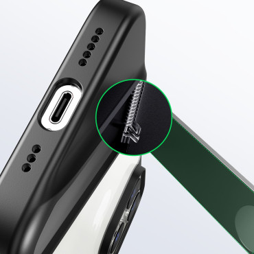 Stingrs maisiņš ar gēla rāmi un iebūvētu stendu iPhone 14 pro melns