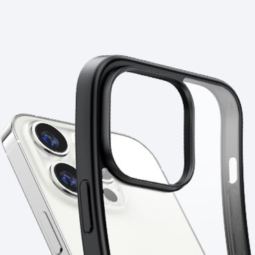 Stingrs maisiņš ar gēla rāmi un iebūvētu stendu iPhone 14 pro melns