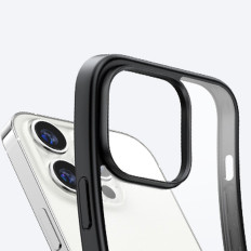 Stingrs maisiņš ar gēla rāmi un iebūvētu stendu iPhone 14 pro melns