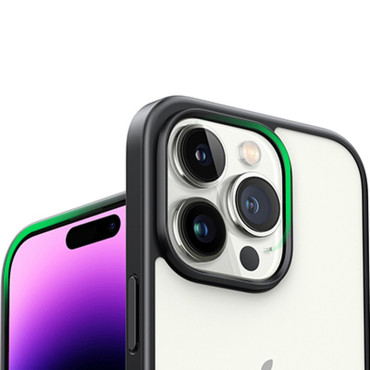 Stingrs maisiņš ar gēla rāmi un iebūvētu stendu iPhone 14 pro melns