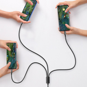 3in1 kabel USB kabel - USB-C / Lightning / Micro USB 3.5 A 1.2m Črna