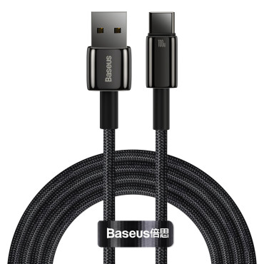 Spēcīgs kabelis volframa zelta USB kabelis - USB-C 480MB / s 100W 2m melns