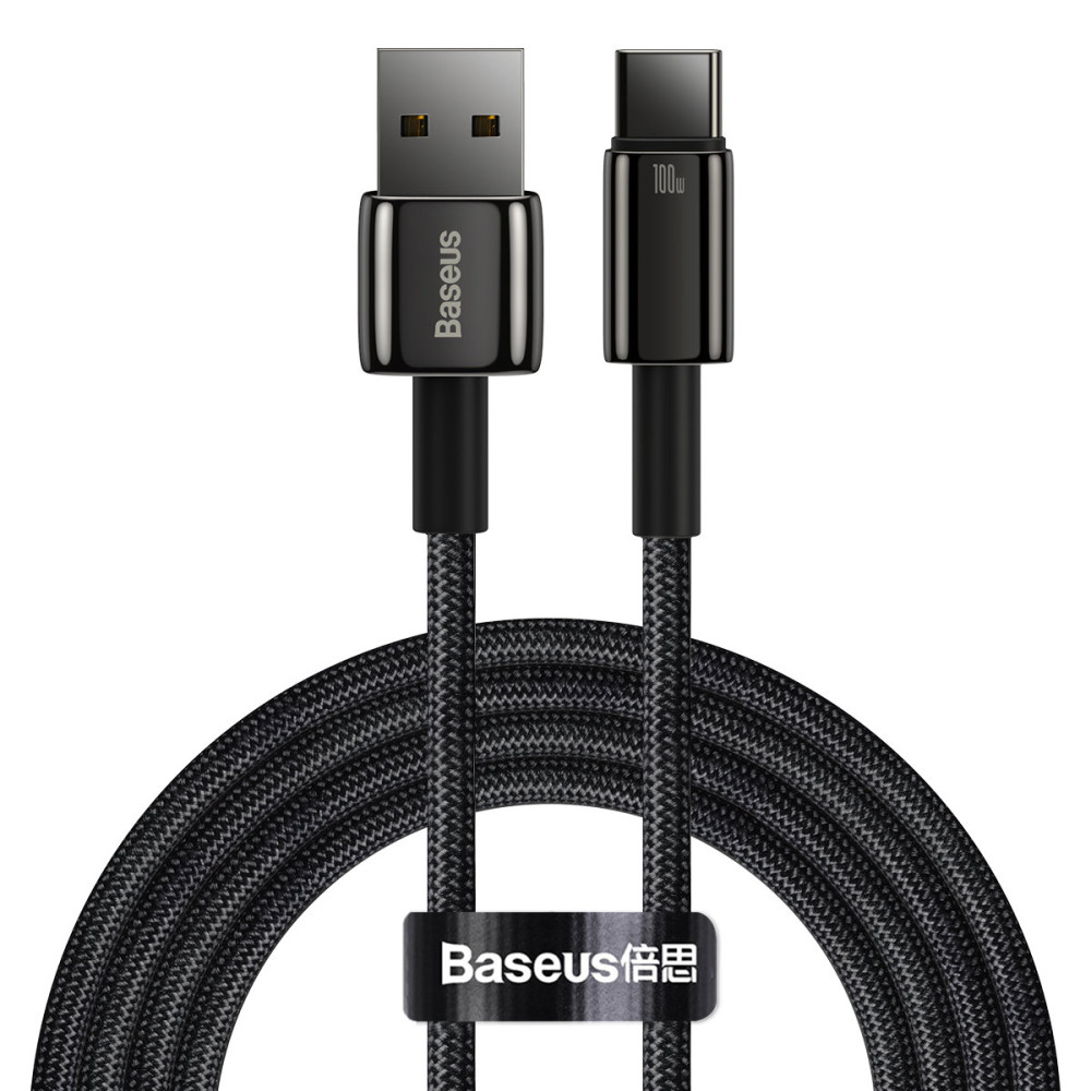 Ισχυρό καλώδιο Tungsten χρυσό καλώδιο USB - USB-C 480MB / S 100W 2M Μαύρο