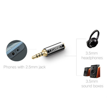 Adapter Adapter Jack Adapter 2.5mm Man till Jack 3.5mm Kvinnlig svart