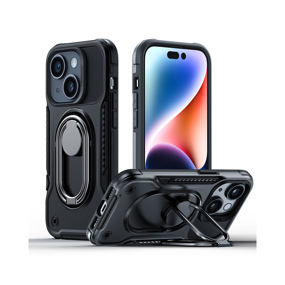 Primer za iPhone 14 oklepni pokrov s stojalom ročajem prstan Dr črna
