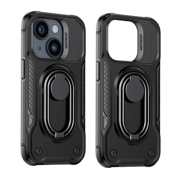Primer za iPhone 14 oklepni pokrov s stojalom ročajem prstan Dr črna