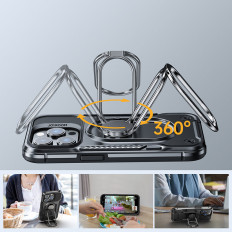 Case for iPhone 14 Pro pansret dækning med CASE HANDLE RING HOLDER Sort