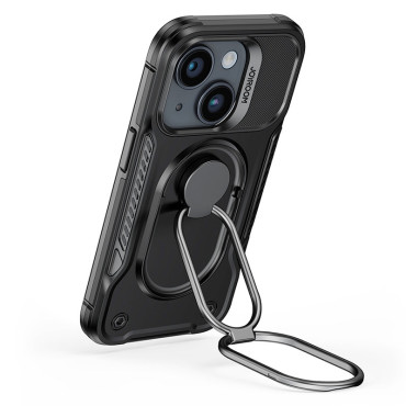 Case voor iPhone 14 plus gepantserde dekking met case handvat ringhouder zwart