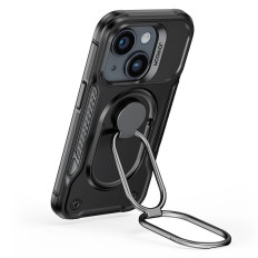 Case voor iPhone 14 plus gepantserde dekking met case handvat ringhouder zwart