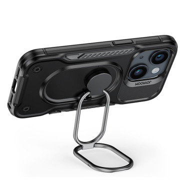 Case voor iPhone 14 plus gepantserde dekking met case handvat ringhouder zwart