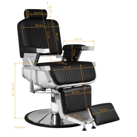 Fauteuil de barbier Gabbiano Royal X noir — vue latérale
