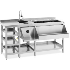 Barmain Station Barmain Suvel Table d'évier avec laveuse et conteneurs de glace en acier inoxydable