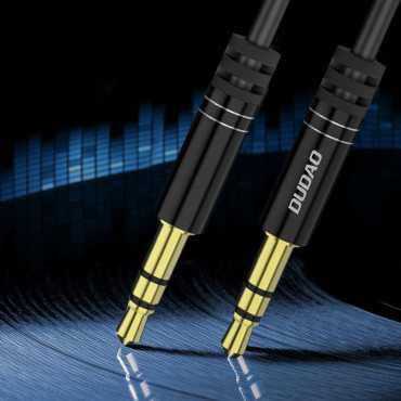 Stretchable Cable Audio Cable AUX MINI JACK 3.5mm Pavasaris 150cm melns