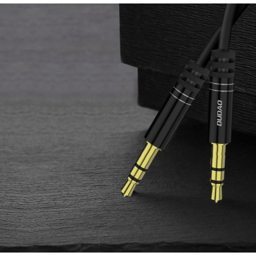 Stretchable Cable Audio Cable AUX MINI JACK 3.5mm Pavasaris 150cm melns