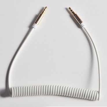Stretchable Cable Audio Cable AUX MINI JACK 3.5mm Pavasaris 150cm melns