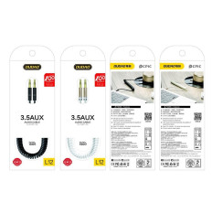Stretchable Cable Audio Cable AUX MINI JACK 3.5mm Pavasaris 150cm melns