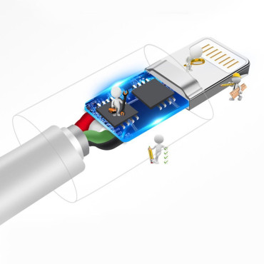 Kabeļu kabelis iPhone USB - Zibens 3A 1m balts