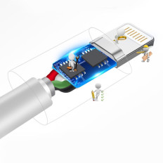 Kabeļu kabelis iPhone USB - Zibens 3A 1m balts