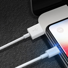 Kabeļu kabelis iPhone USB - Zibens 3A 1m balts