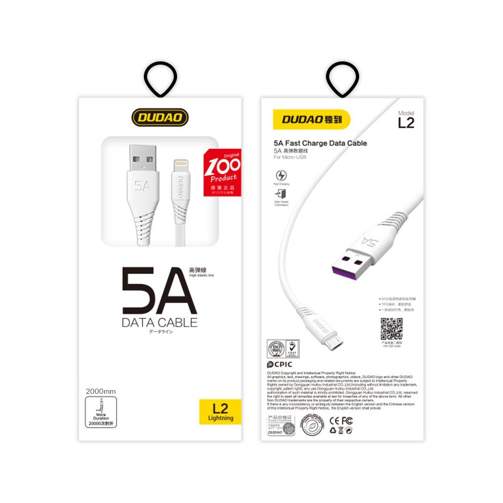 Cavo via cavo per iPhone USB - Lightning 5A 2m bianco