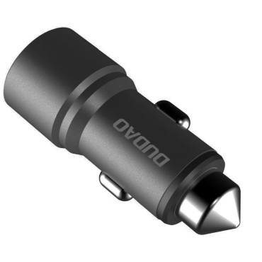 Avtomobilski polnilnik z varnostnim kladivom za 2x USB 5V 3.1A Grey