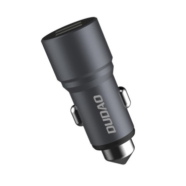 Avtomobilski polnilnik z varnostnim kladivom za 2x USB 5V 3.1A Grey