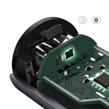 Avtomobilski polnilnik z varnostnim kladivom za 2x USB 5V 3.1A Grey