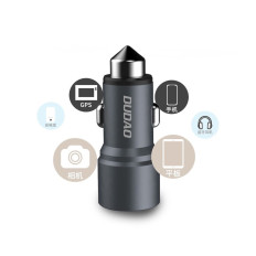 Auto lādētājs ar drošības āmuru 2x USB 5V 3.1a Gray
